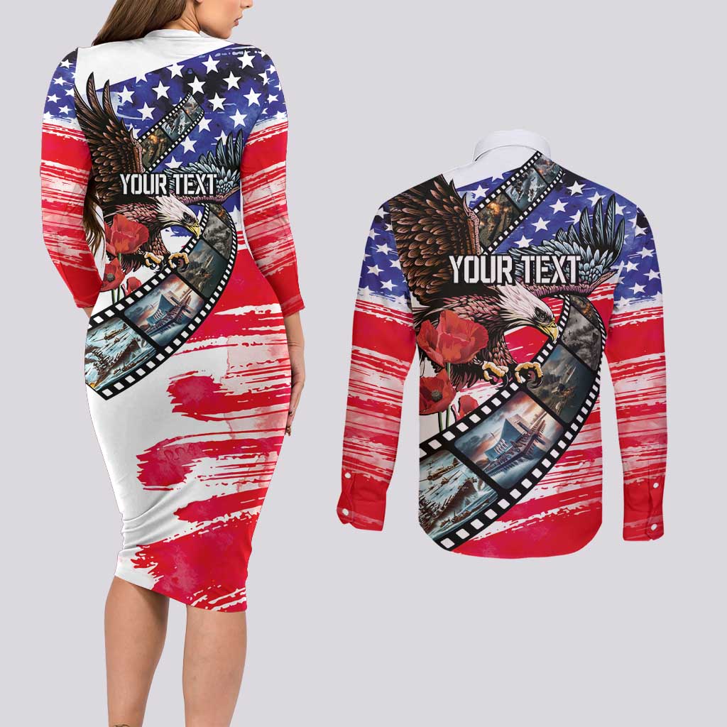 Pearl Harbor Remembrance Day Personalized Couples Matching Long Sleeve Bodycon Dress and Long Sleeve Button Shirt Lest We Forget - The Bald Eagle Remembers LT03 - Polynesian Pride