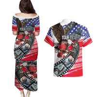 Pearl Harbor Remembrance Day Personalized Couples Matching Puletasi and Hawaiian Shirt Lest We Forget - The Bald Eagle Remembers LT03 - Polynesian Pride