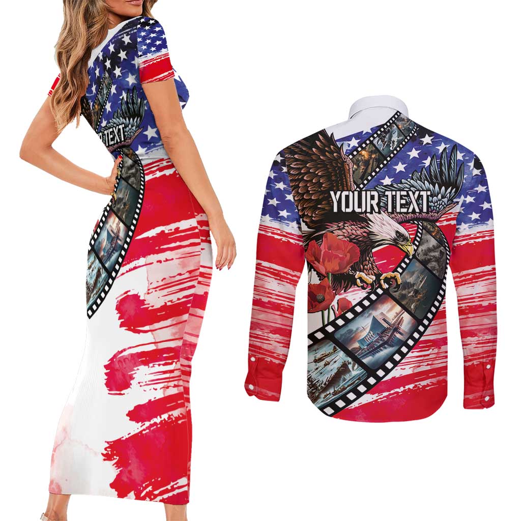 Pearl Harbor Remembrance Day Personalized Couples Matching Short Sleeve Bodycon Dress and Long Sleeve Button Shirt Lest We Forget - The Bald Eagle Remembers LT03 - Polynesian Pride