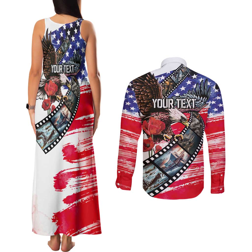Pearl Harbor Remembrance Day Personalized Couples Matching Tank Maxi Dress and Long Sleeve Button Shirt Lest We Forget - The Bald Eagle Remembers LT03 - Polynesian Pride