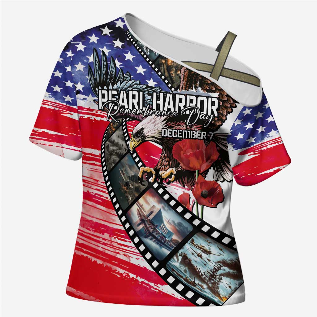Pearl Harbor Remembrance Day Personalized Cross Shoulder Shirt Lest We Forget - The Bald Eagle Remembers - Polynesian Pride