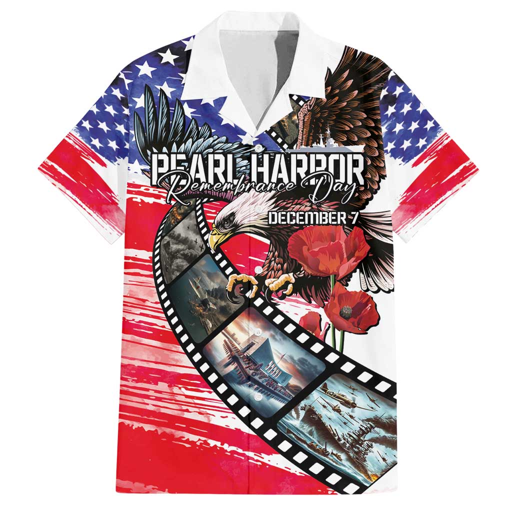 Pearl Harbor Remembrance Day Personalized Family Matching Puletasi and Hawaiian Shirt Lest We Forget - The Bald Eagle Remembers LT03 Dad's Shirt - Short Sleeve White - Polynesian Pride