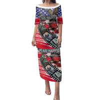Pearl Harbor Remembrance Day Personalized Family Matching Puletasi and Hawaiian Shirt Lest We Forget - The Bald Eagle Remembers LT03 Mom's Dress White - Polynesian Pride