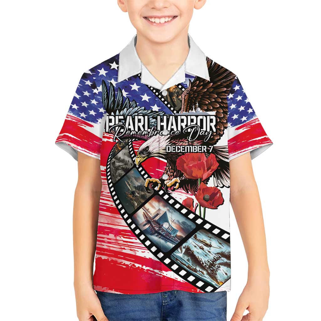 Pearl Harbor Remembrance Day Personalized Family Matching Puletasi and Hawaiian Shirt Lest We Forget - The Bald Eagle Remembers LT03 Son's Shirt White - Polynesian Pride