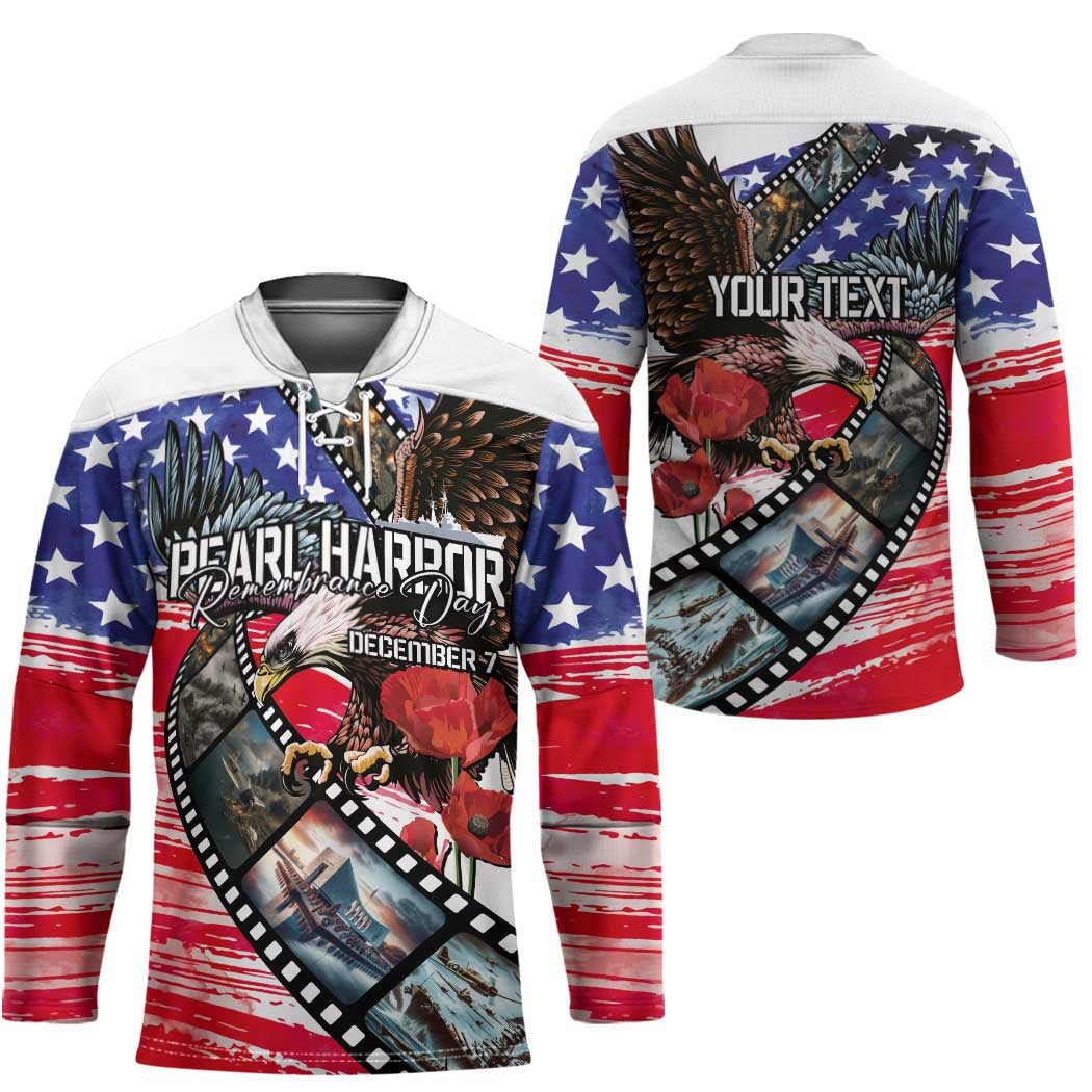 Pearl Harbor Remembrance Day Personalized Hockey Jersey Lest We Forget - The Bald Eagle Remembers LT03 - Polynesian Pride