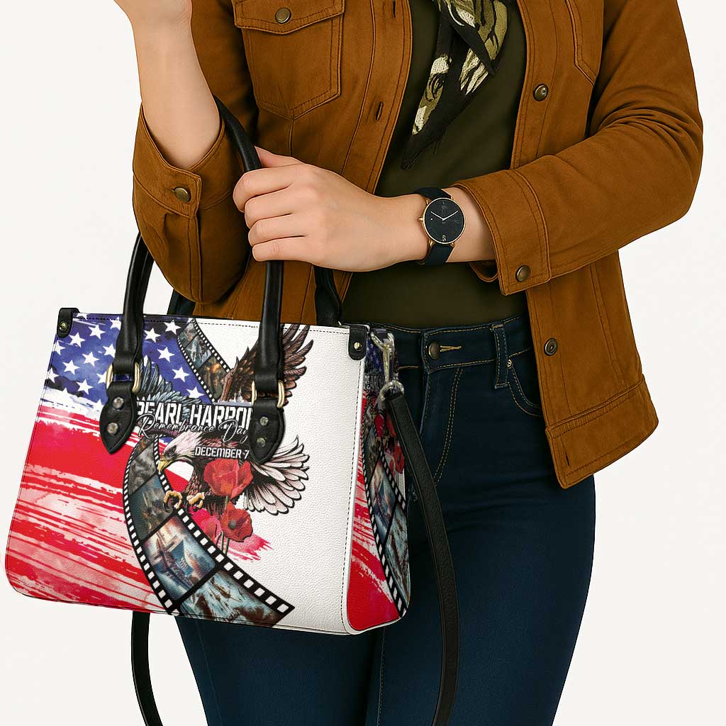 Pearl Harbor Remembrance Day Leather Bag Lest We Forget - The Bald Eagle Remembers - Polynesian Pride