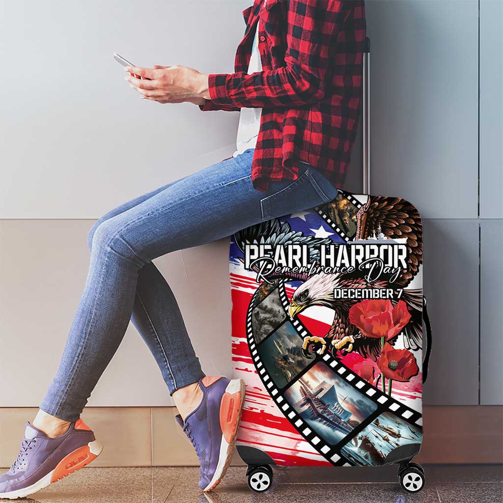Pearl Harbor Remembrance Day Luggage Cover Lest We Forget - The Bald Eagle Remembers - Polynesian Pride