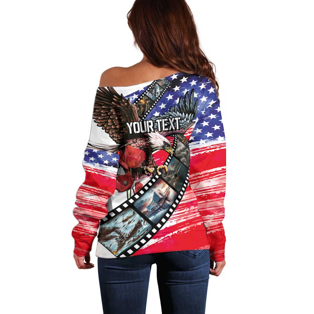 Pearl Harbor Remembrance Day Personalized Off Shoulder Sweater Lest We Forget - The Bald Eagle Remembers - Polynesian Pride