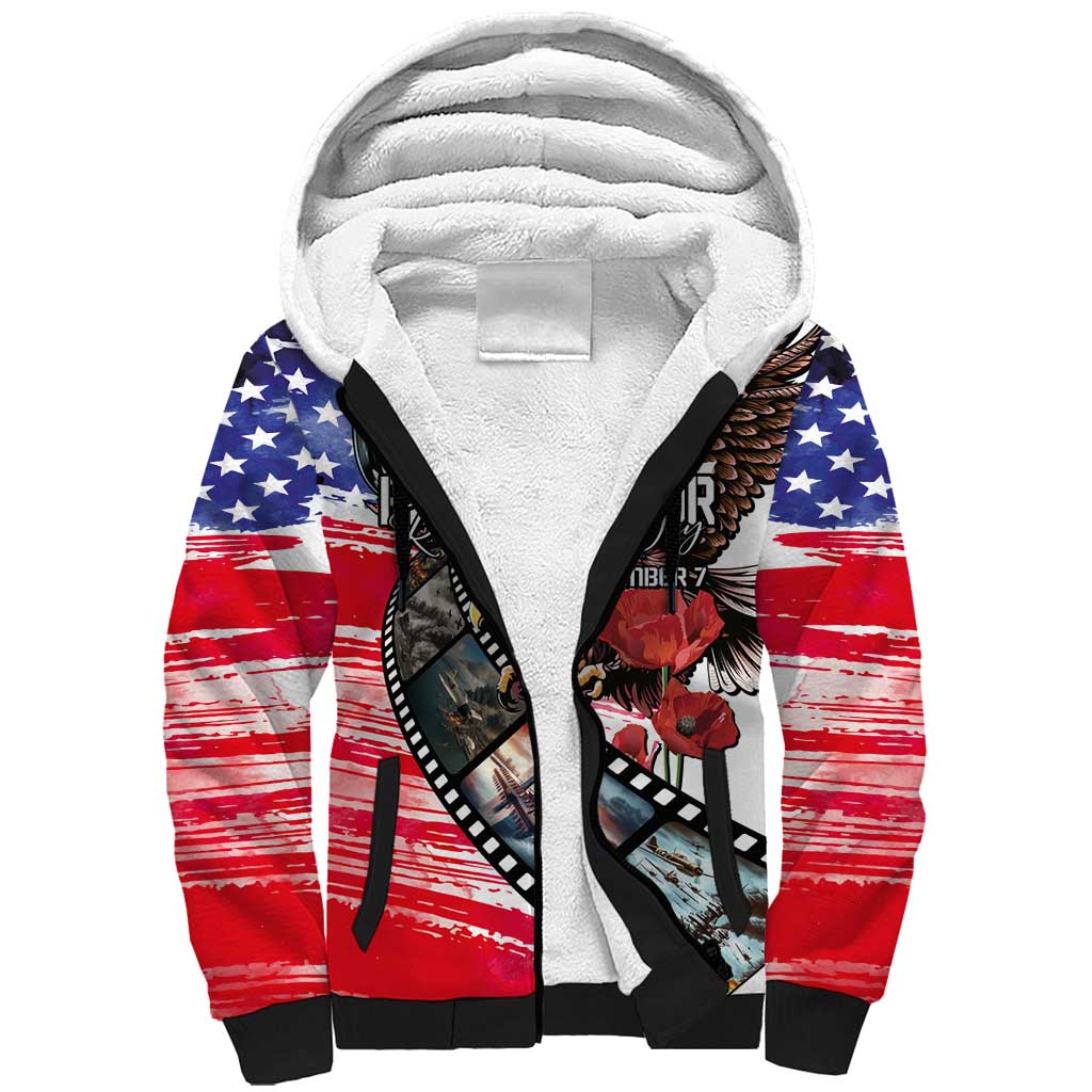 Pearl Harbor Remembrance Day Personalized Sherpa Hoodie Lest We Forget - The Bald Eagle Remembers LT03 Unisex White - Polynesian Pride