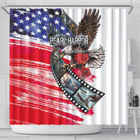 Pearl Harbor Remembrance Day Shower Curtain Lest We Forget - The Bald Eagle Remembers - Polynesian Pride
