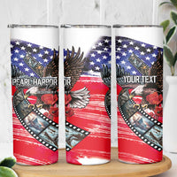 Pearl Harbor Remembrance Day Personalized Skinny Tumbler Lest We Forget - The Bald Eagle Remembers - Polynesian Pride