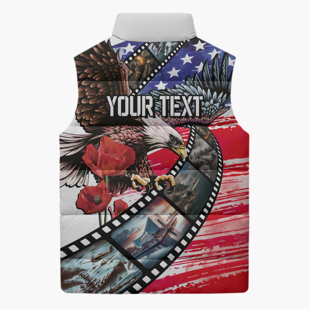 Pearl Harbor Remembrance Day Personalized Sleeveless Puffer Jacket Lest We Forget - The Bald Eagle Remembers LT03 - Polynesian Pride