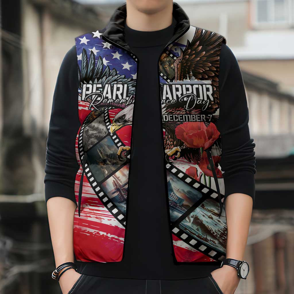 Pearl Harbor Remembrance Day Personalized Sleeveless Puffer Jacket Lest We Forget - The Bald Eagle Remembers LT03 - Polynesian Pride