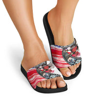 Pearl Harbor Remembrance Day Slide Sandals Lest We Forget - The Bald Eagle Remembers - Polynesian Pride