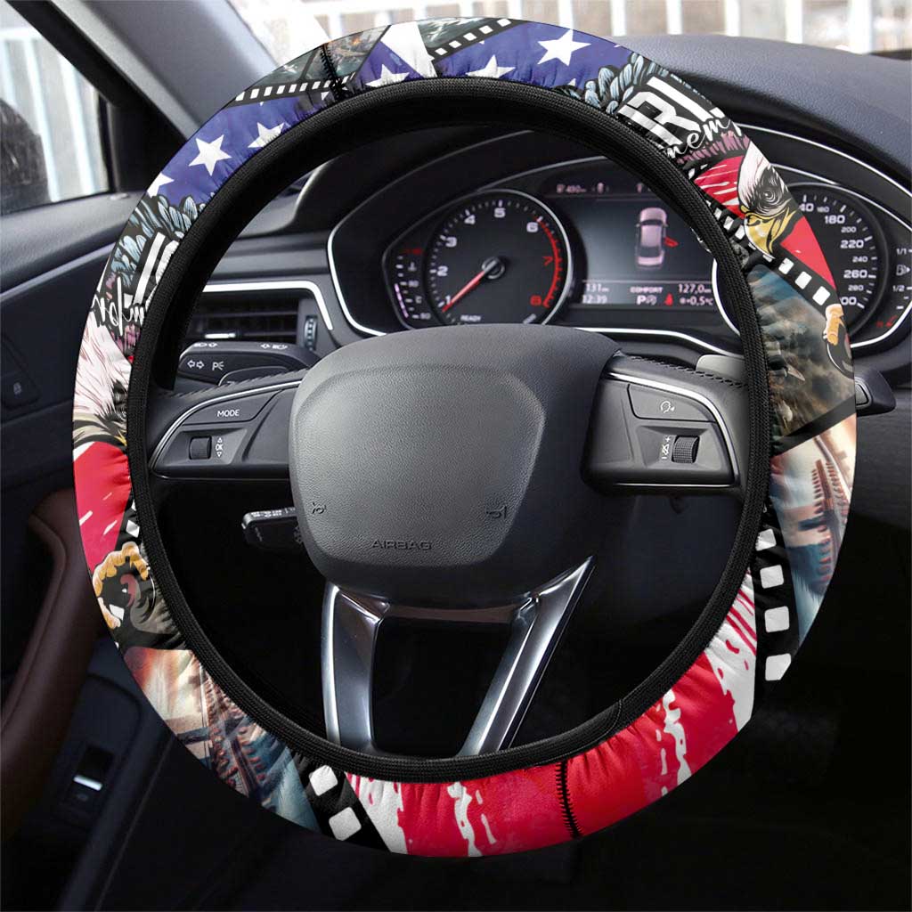 Pearl Harbor Remembrance Day Steering Wheel Cover Lest We Forget - The Bald Eagle Remembers LT03 - Polynesian Pride