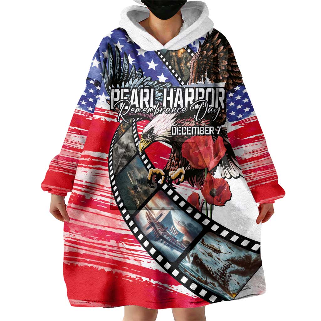 Pearl Harbor Remembrance Day Personalized Wearable Blanket Hoodie Lest We Forget - The Bald Eagle Remembers LT03 - Polynesian Pride
