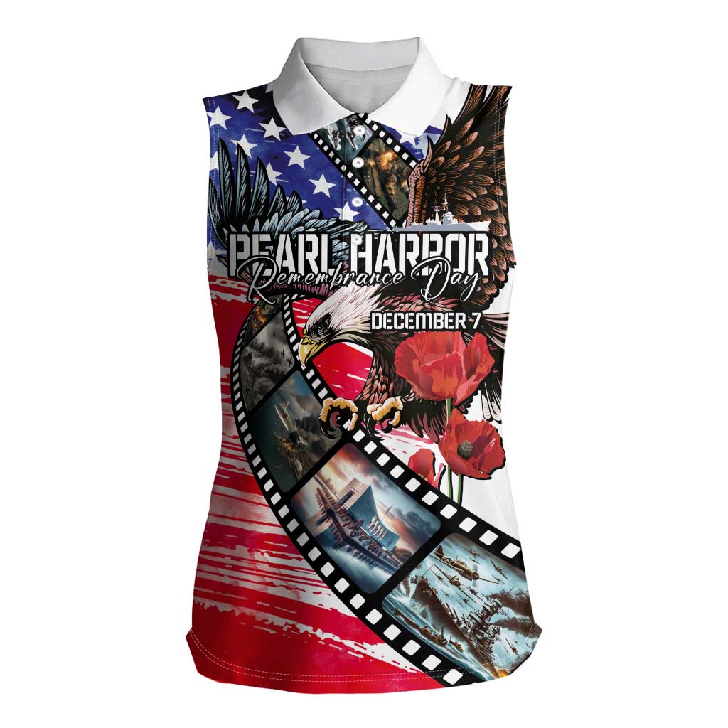 Pearl Harbor Remembrance Day Personalized Women Sleeveless Polo Shirt Lest We Forget - The Bald Eagle Remembers LT03 Female White - Polynesian Pride