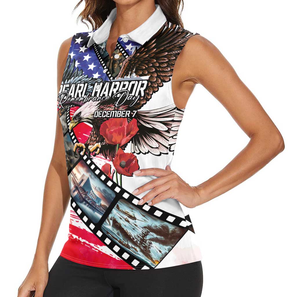 Pearl Harbor Remembrance Day Personalized Women Sleeveless Polo Shirt Lest We Forget - The Bald Eagle Remembers LT03 - Polynesian Pride