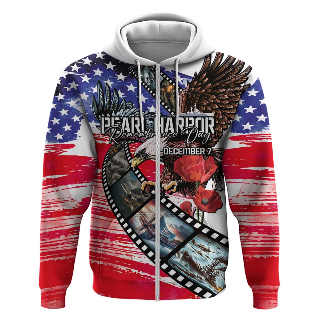Pearl Harbor Remembrance Day Personalized Zip Hoodie Lest We Forget - The Bald Eagle Remembers - Polynesian Pride