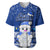 Palau Christmas Baseball Jersey Snowman Hugs Palau Coat of Arms Maori Pattern Blue Style LT03 Blue - Polynesian Pride