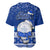 Palau Christmas Baseball Jersey Snowman Hugs Palau Coat of Arms Maori Pattern Blue Style LT03 - Polynesian Pride