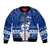 Palau Christmas Bomber Jacket Snowman Hugs Palau Coat of Arms Maori Pattern Blue Style LT03 Unisex Blue - Polynesian Pride