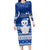 Palau Christmas Family Matching Long Sleeve Bodycon Dress and Hawaiian Shirt Snowman Hugs Palau Coat of Arms Maori Pattern Blue Style LT03 Mom's Dress Blue - Polynesian Pride