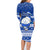 Palau Christmas Family Matching Long Sleeve Bodycon Dress and Hawaiian Shirt Snowman Hugs Palau Coat of Arms Maori Pattern Blue Style LT03 - Polynesian Pride