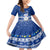 Palau Christmas Family Matching Mermaid Dress and Hawaiian Shirt Snowman Hugs Palau Coat of Arms Maori Pattern Blue Style LT03 Daughter's Dress Blue - Polynesian Pride