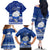 Palau Christmas Family Matching Off Shoulder Long Sleeve Dress and Hawaiian Shirt Snowman Hugs Palau Coat of Arms Maori Pattern Blue Style LT03 - Polynesian Pride