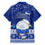 Palau Christmas Family Matching Off Shoulder Long Sleeve Dress and Hawaiian Shirt Snowman Hugs Palau Coat of Arms Maori Pattern Blue Style LT03 - Polynesian Pride