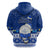 Palau Christmas Hoodie Snowman Hugs Palau Coat of Arms Maori Pattern Blue Style LT03 - Polynesian Pride