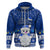 Palau Christmas Hoodie Snowman Hugs Palau Coat of Arms Maori Pattern Blue Style LT03 - Polynesian Pride