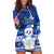 Palau Christmas Hoodie Dress Snowman Hugs Palau Coat of Arms Maori Pattern Blue Style LT03 Blue - Polynesian Pride