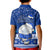 Palau Christmas Kid Polo Shirt Snowman Hugs Palau Coat of Arms Maori Pattern Blue Style LT03 - Polynesian Pride