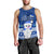 Palau Christmas Men Tank Top Snowman Hugs Palau Coat of Arms Maori Pattern Blue Style LT03 - Polynesian Pride