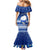 Palau Christmas Mermaid Dress Snowman Hugs Palau Coat of Arms Maori Pattern Blue Style LT03 - Polynesian Pride