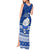 Palau Christmas Tank Maxi Dress Snowman Hugs Palau Coat of Arms Maori Pattern Blue Style LT03 - Polynesian Pride