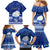 Personalised Palau Christmas Family Matching Mermaid Dress and Hawaiian Shirt Snowman Hugs Palau Coat of Arms Maori Pattern Blue Style LT03 - Polynesian Pride