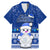 Personalised Palau Christmas Family Matching Mermaid Dress and Hawaiian Shirt Snowman Hugs Palau Coat of Arms Maori Pattern Blue Style LT03 Dad's Shirt - Short Sleeve Blue - Polynesian Pride