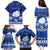 Personalised Palau Christmas Family Matching Puletasi Dress and Hawaiian Shirt Snowman Hugs Palau Coat of Arms Maori Pattern Blue Style LT03 - Polynesian Pride