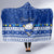 Personalised Palau Christmas Hooded Blanket Snowman Hugs Palau Coat of Arms Maori Pattern Blue Style LT03 - Polynesian Pride