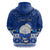 Personalised Palau Christmas Hoodie Snowman Hugs Palau Coat of Arms Maori Pattern Blue Style LT03 - Polynesian Pride