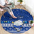 Personalised Palau Christmas Round Carpet Snowman Hugs Palau Coat of Arms Maori Pattern Blue Style LT03 - Polynesian Pride