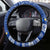 Personalised Palau Christmas Steering Wheel Cover Snowman Hugs Palau Coat of Arms Maori Pattern Blue Style