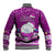 Palau Christmas Baseball Jacket Snowman Hugs Palau Coat of Arms Maori Pattern Pink Style LT03 - Polynesian Pride