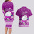 Palau Christmas Couples Matching Long Sleeve Bodycon Dress and Hawaiian Shirt Snowman Hugs Palau Coat of Arms Maori Pattern Pink Style LT03 - Polynesian Pride