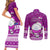 Palau Christmas Couples Matching Short Sleeve Bodycon Dress and Long Sleeve Button Shirt Snowman Hugs Palau Coat of Arms Maori Pattern Pink Style LT03 - Polynesian Pride