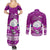Palau Christmas Couples Matching Summer Maxi Dress and Long Sleeve Button Shirt Snowman Hugs Palau Coat of Arms Maori Pattern Pink Style LT03 - Polynesian Pride