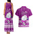 Palau Christmas Couples Matching Tank Maxi Dress and Hawaiian Shirt Snowman Hugs Palau Coat of Arms Maori Pattern Pink Style LT03 - Polynesian Pride